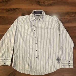 White 7 diamonds Casual Botton Down Shirt, XL